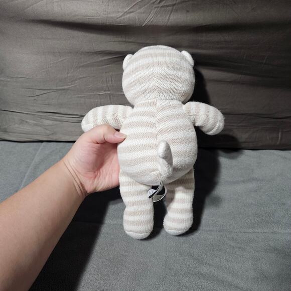 Baby & Child Restoration Hardware Stripe Monkey Knit Sweater Brown Cream Plush - Picture 3 of 6